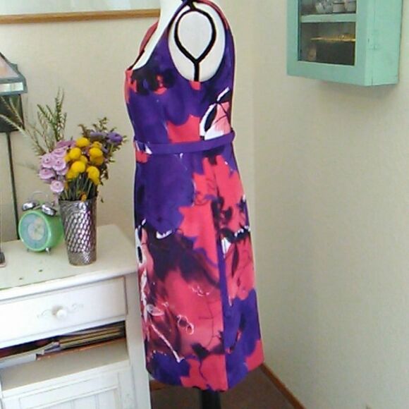 NWT T Tahari Red and Purple Dressy Dress - Picture 3 of 13